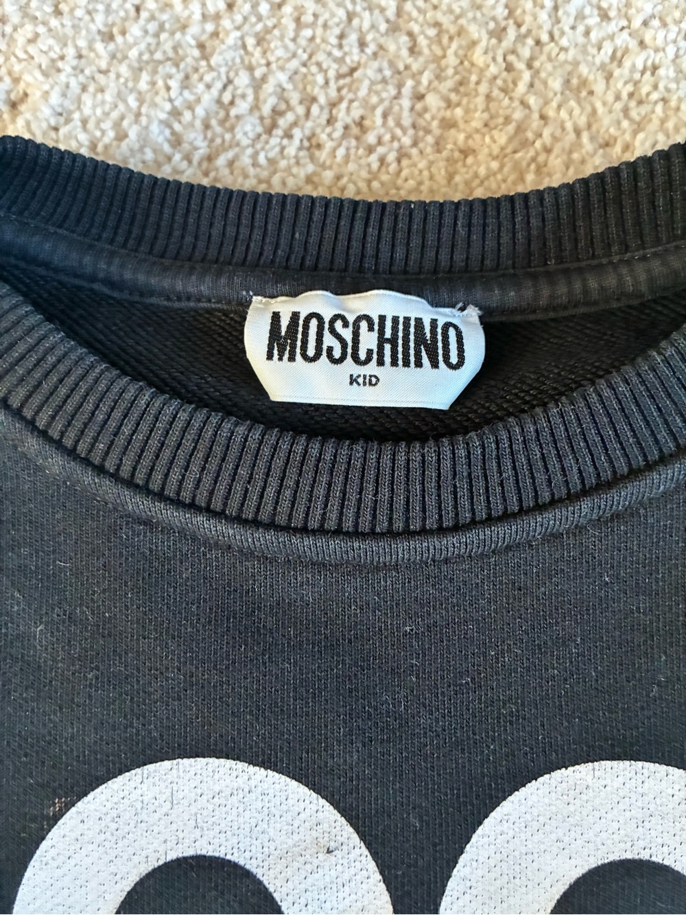 Moschino Black Crewneck Sweater with White 'GOOD ENERGY' Print - Picture 3 of 3